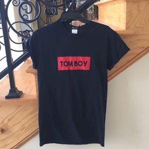 Boohoo Tom Boy SS Shirt, SZ S, NWT, Black